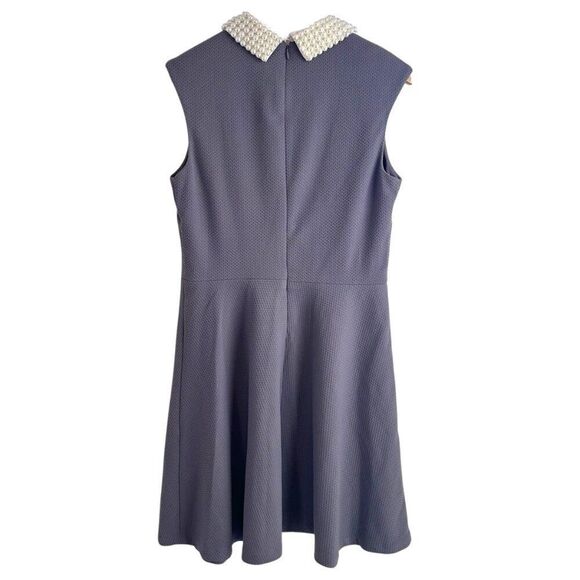 Betsey Johnson Grey Pearl Collar Sleeveless Dress Size 10 - Picture 2 of 8